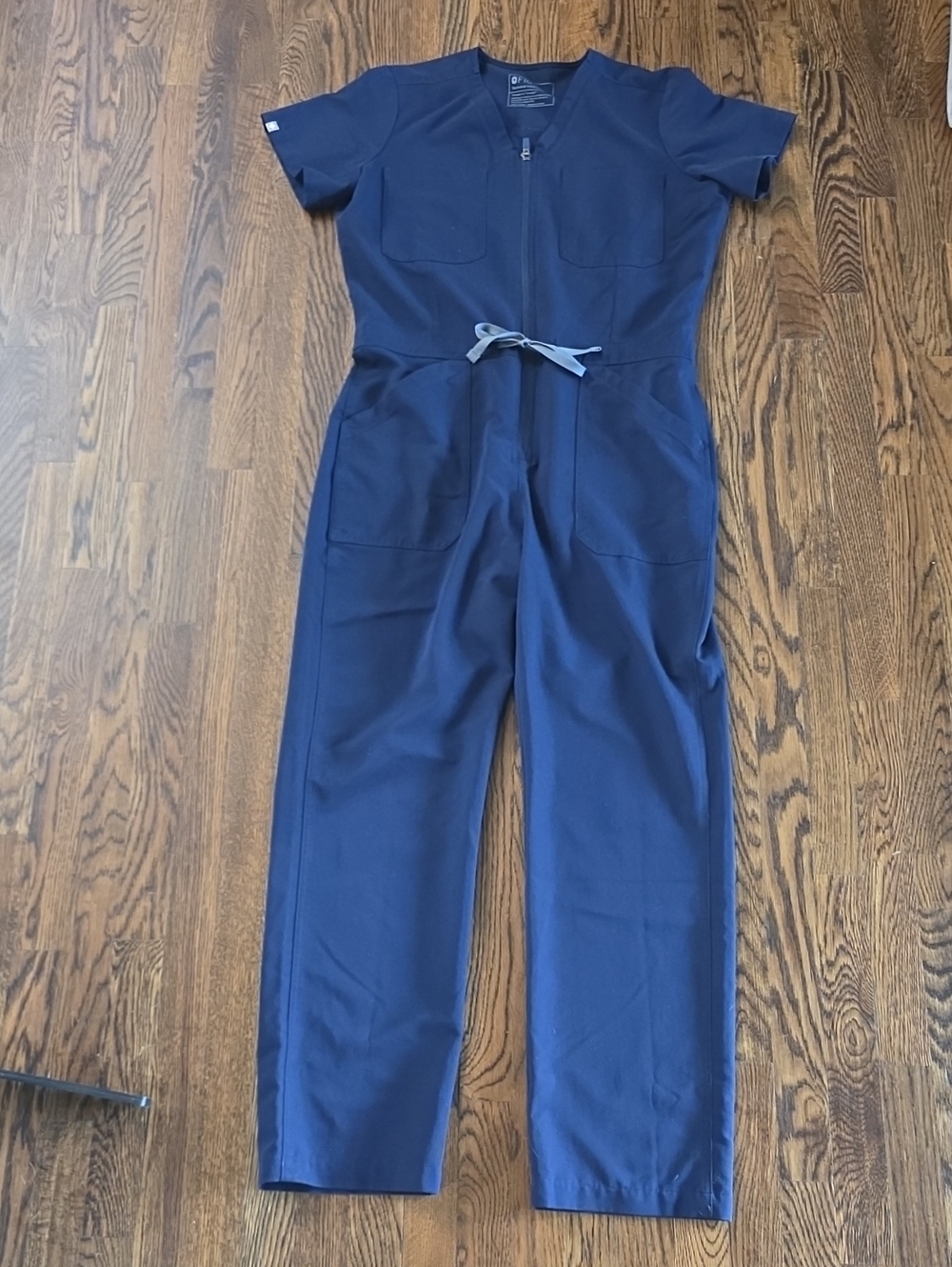 Figs Navy Zip-Front Scrub Jumpsuit - Picture 4 of 10
